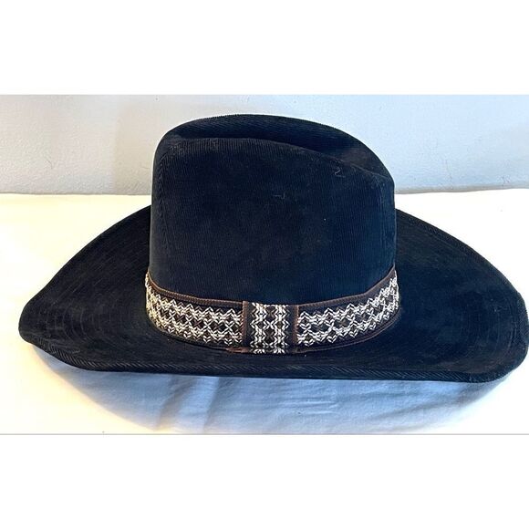 Duke Coll Denim Cowboy Hat The Duke Collection S 6 3/4-6 7/8 Embroidered Band - Picture 3 of 9